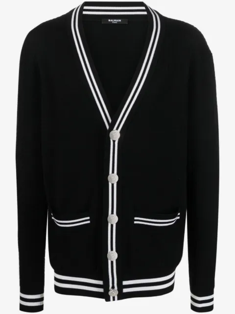 Balmain contrasting-trim V-neck cardigan