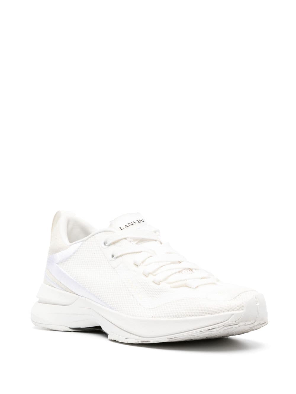 Shop Lanvin Logo-detail Mesh Sneakers In White