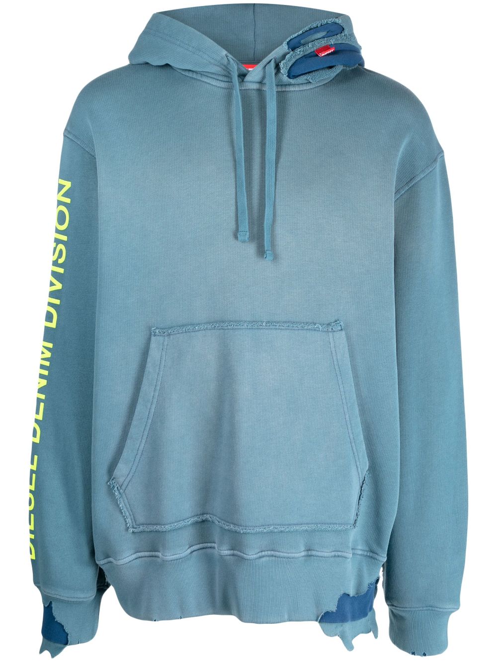 Diesel logo-print cotton hoodie - Blue