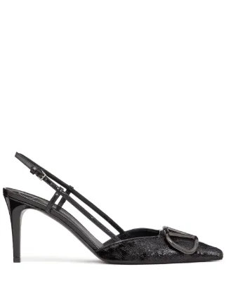 VALENTINO Vロゴ 80 スリングバック パンプス Vロゴ シグネチャー パテントレザー スリングバックパンプス 80