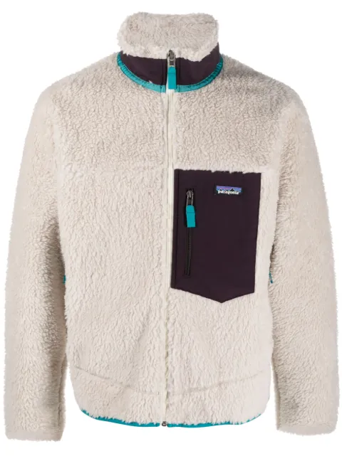 Patagonia contrasting-pocket faux-shearling jacket