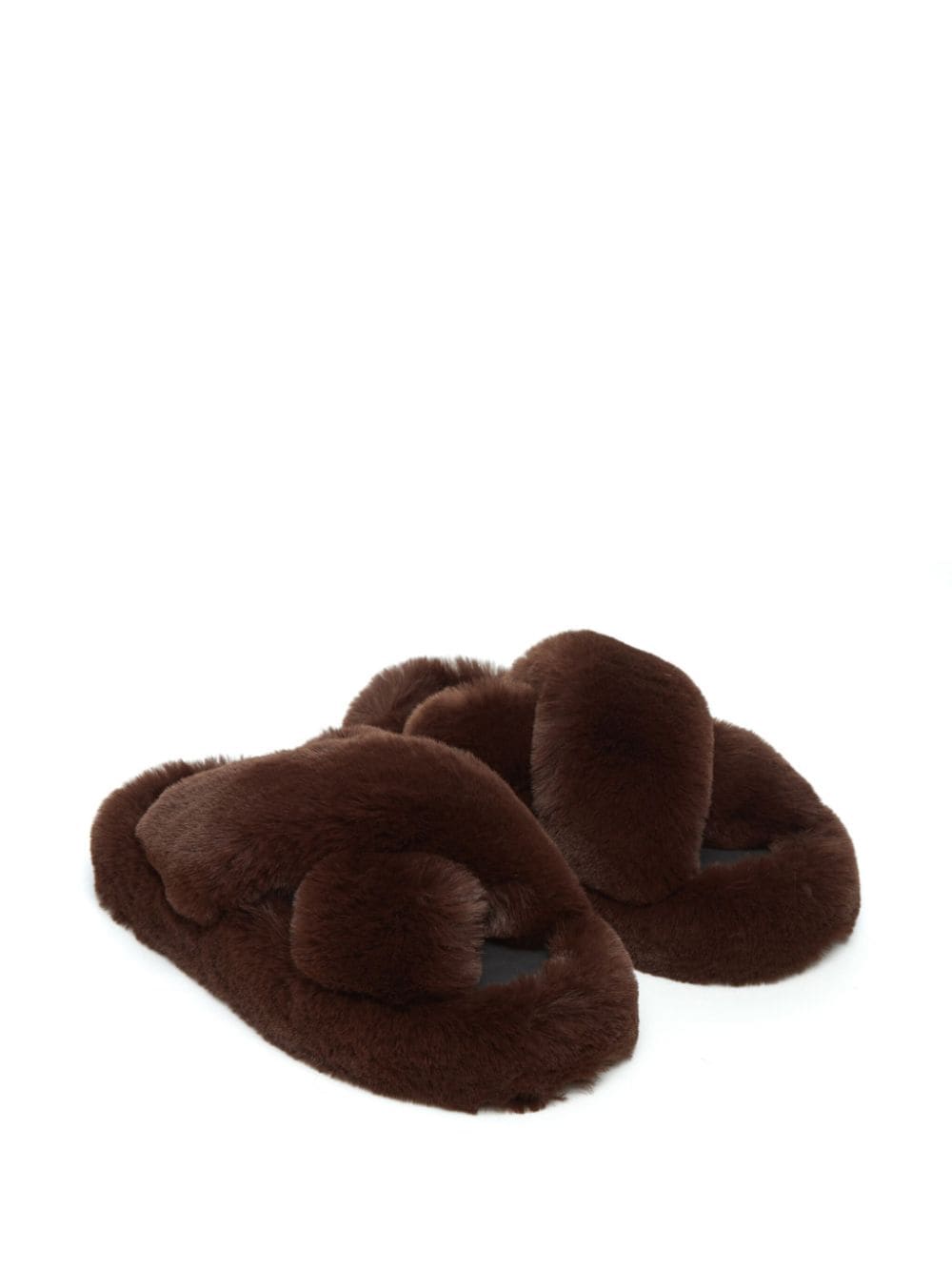 Shop Apparis Biba Faux-fur Crossover Slippers In Brown
