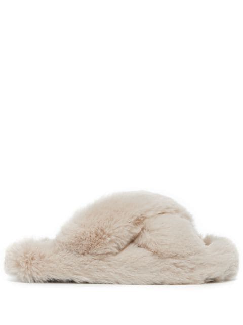 Apparis Biba faux-fur crossover slippers