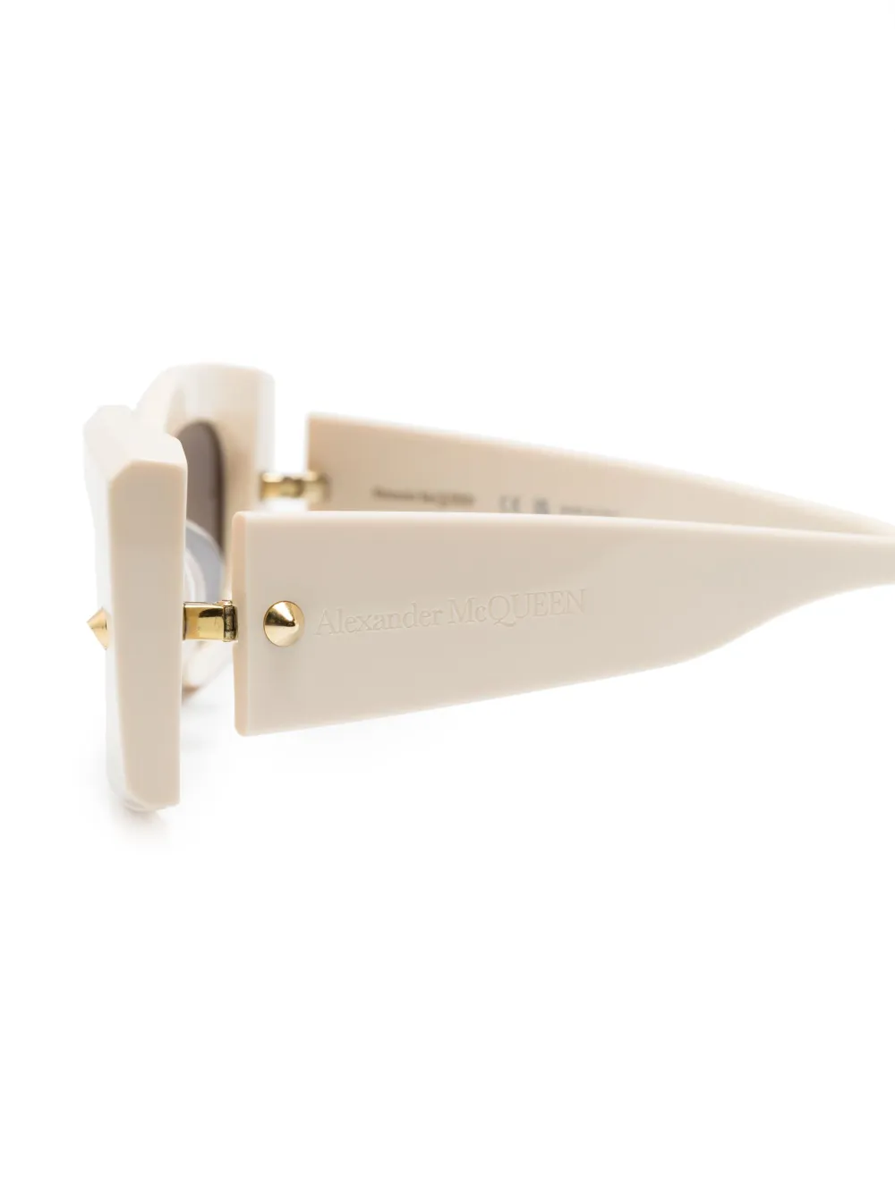  Alexander Mcqueen Eyewear Spike Studs Rectangle-frame Glasses - Neutrals 