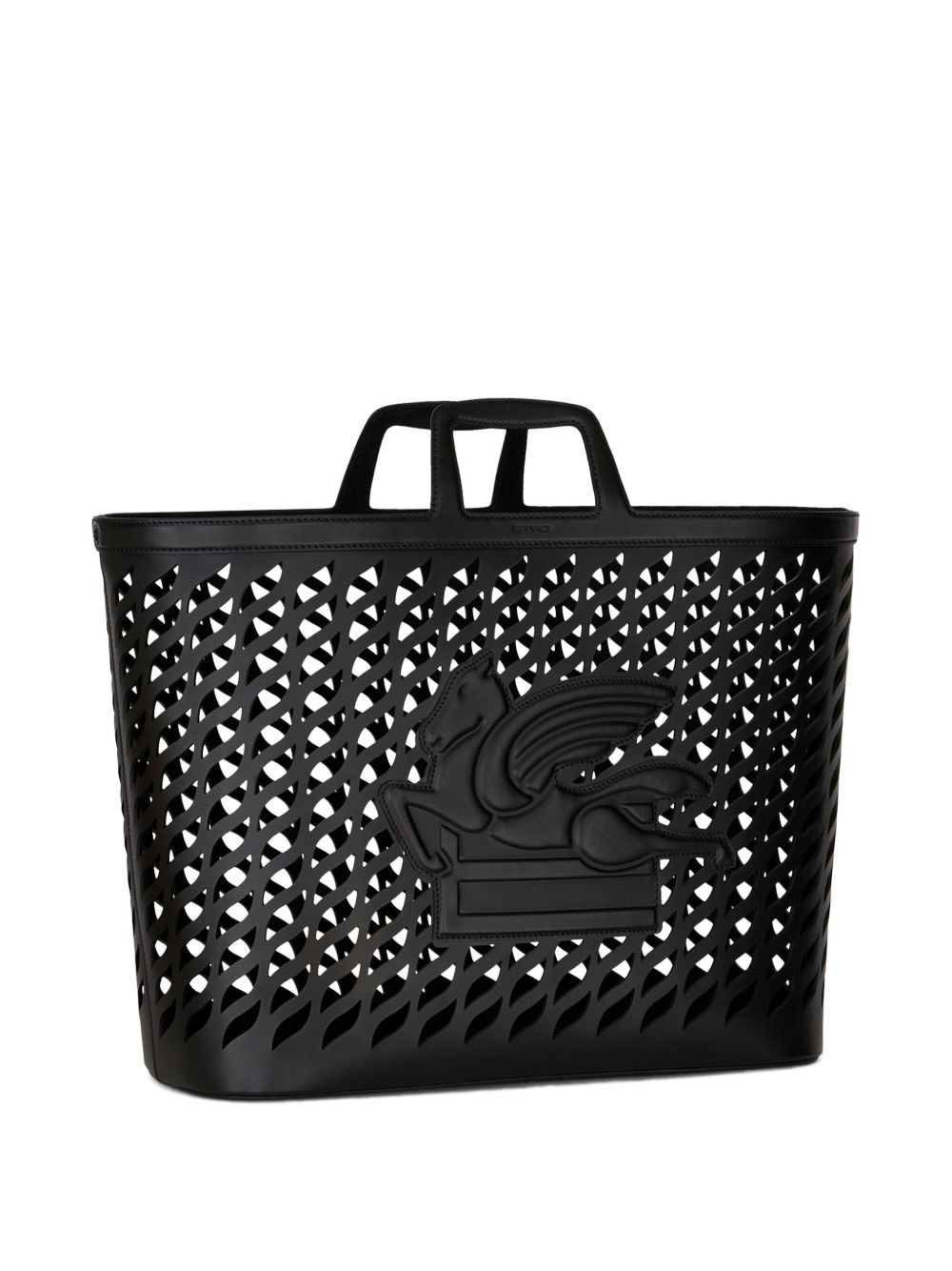 Shop Etro Large Coffa Leather Tote Bag In Black