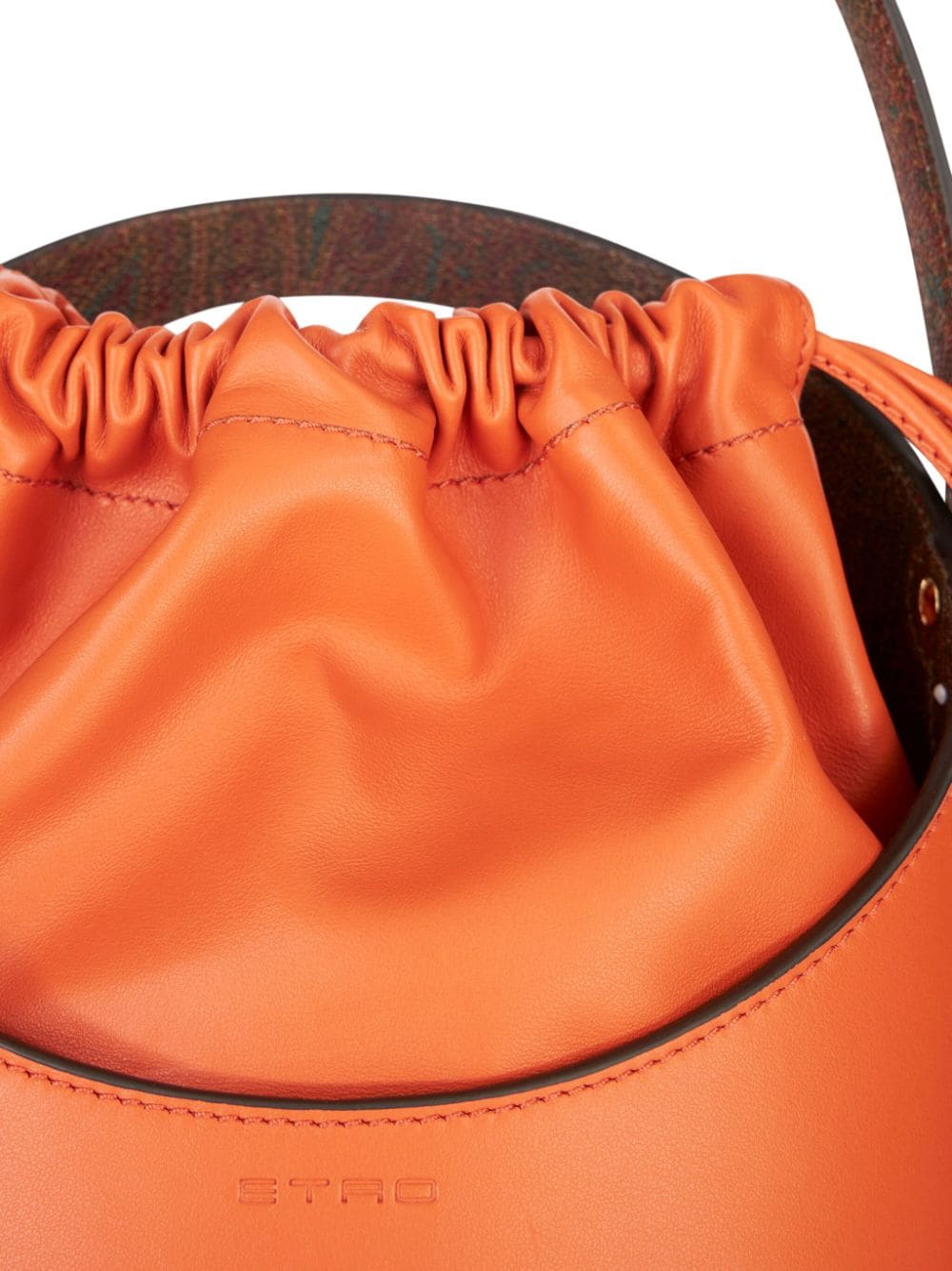 Shop Etro Saturno Leather Bucket Bag In Orange