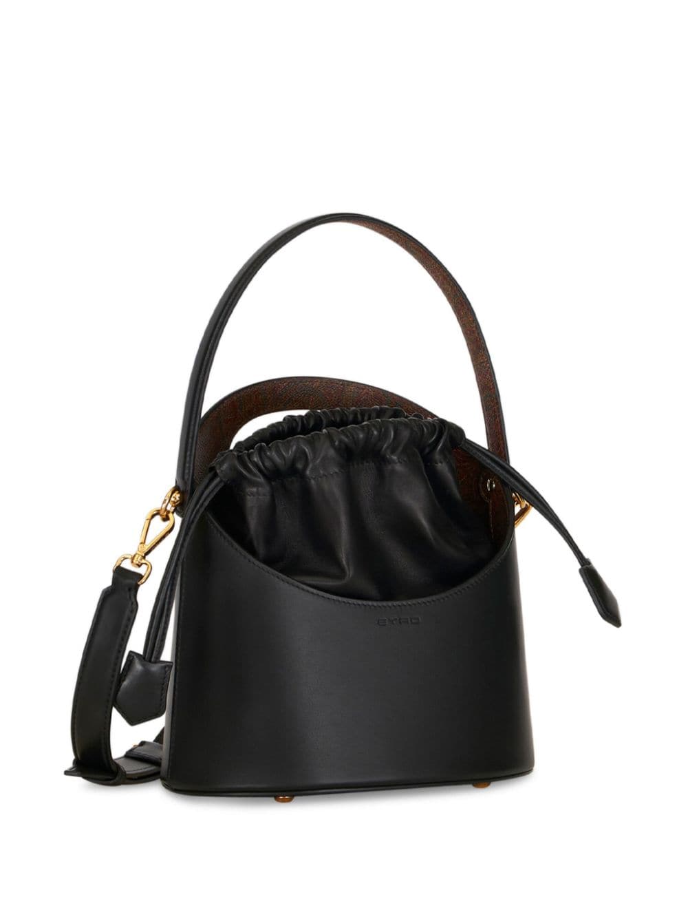 Shop Etro Saturno Leather Bucket Bag In Black
