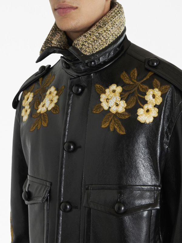 ETRO Embroidered faux-leather Shirt Jacket - Farfetch