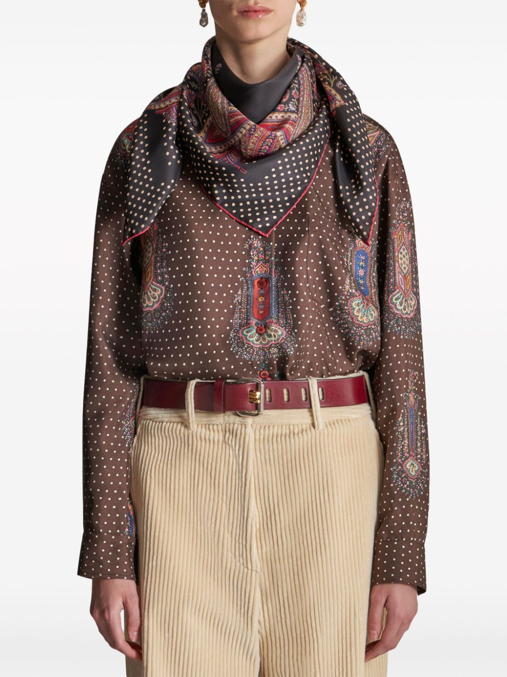 ETRO Zijden sjaal met paisley-print Zwart