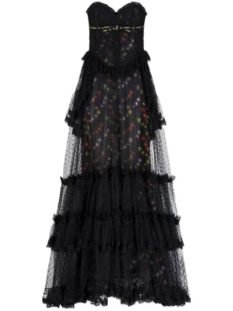 ETRO off-shoulder tulle long dress 