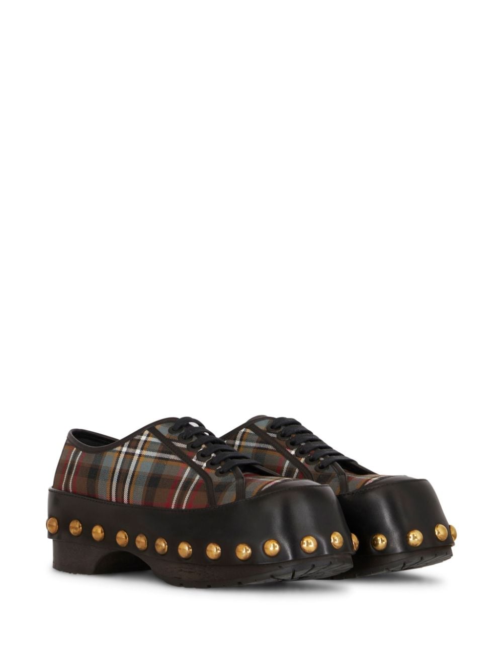 ETRO checkered panelled studded sneakers - Zwart