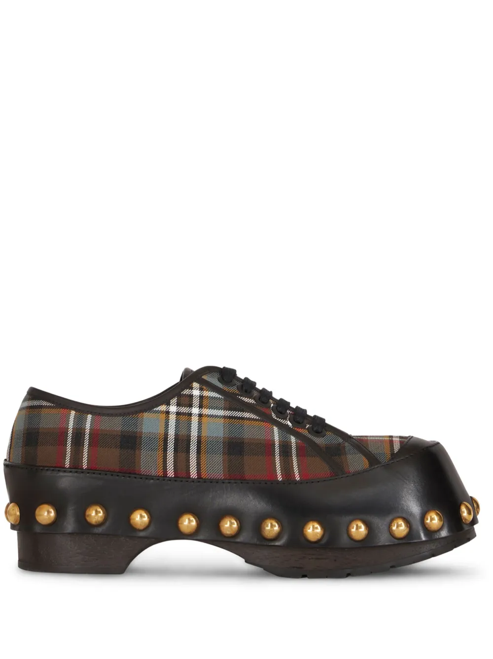 Etro Checkered Panelled Studded Sneakers In Black