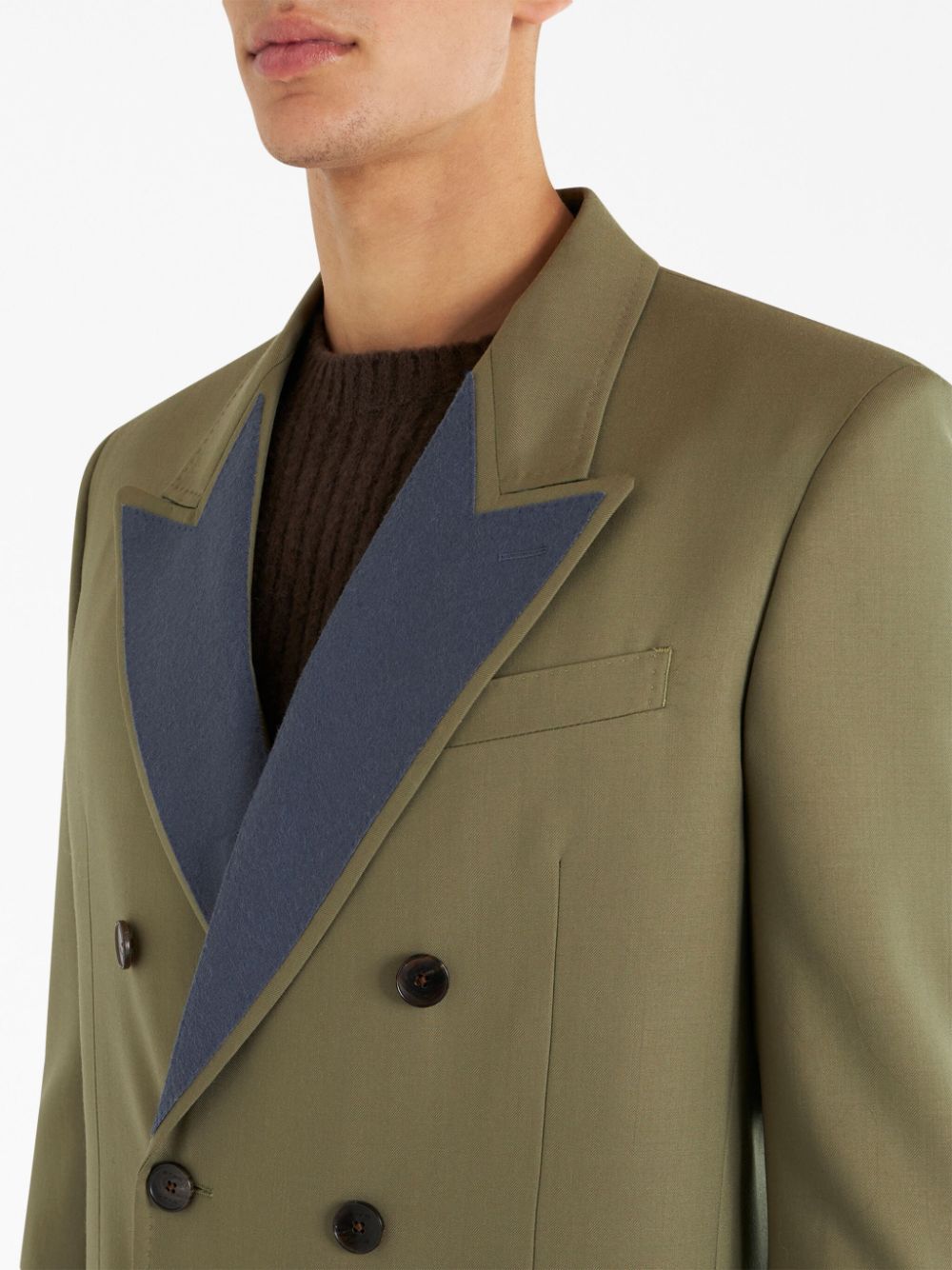 Shop Etro Double-breast Wool Jacket In Green