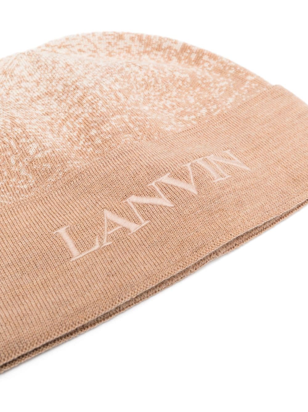 Lanvin mélange-effect intarsia-knit logo beanie - Beige