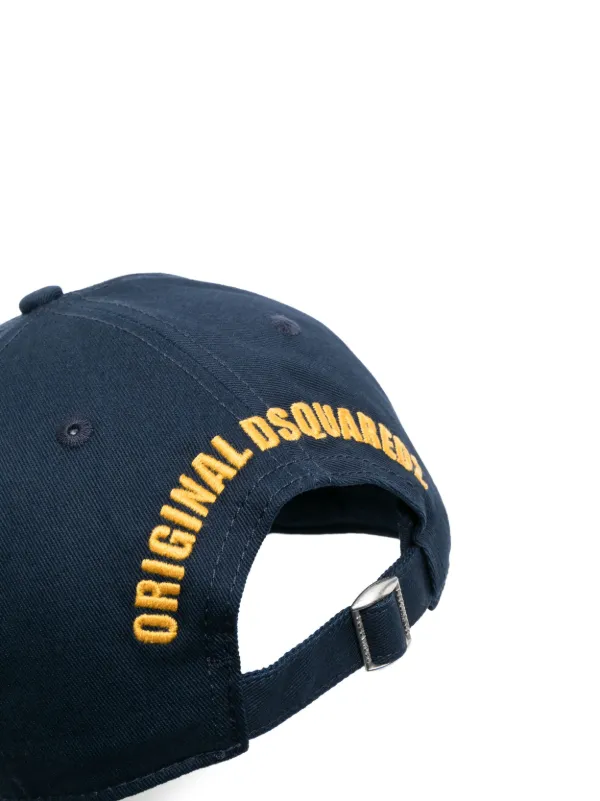 DSQUARED2 logo patch Cotton Baseball Cap Blue FARFETCH AO