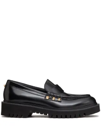 Valentino studs ローファー Valentino Garavani Rockstud Loafers | Black | FARFETCH