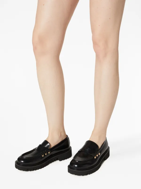 Rockstud leather looafers