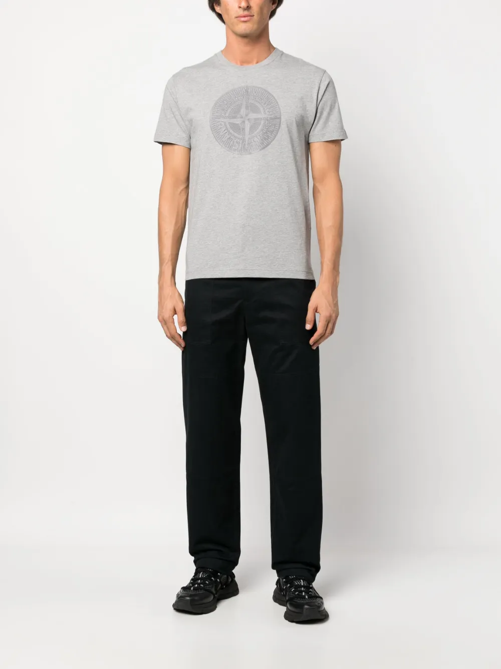 Stone Island T-shirt met logoprint - Grijs