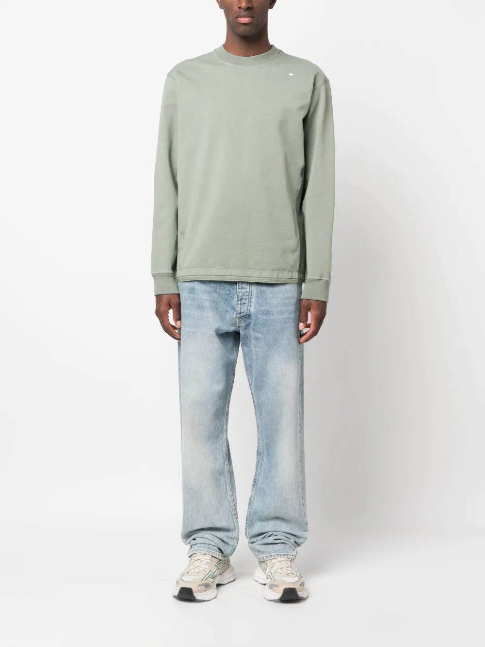 Stone Island Sweater met geborduurd logo - Groen