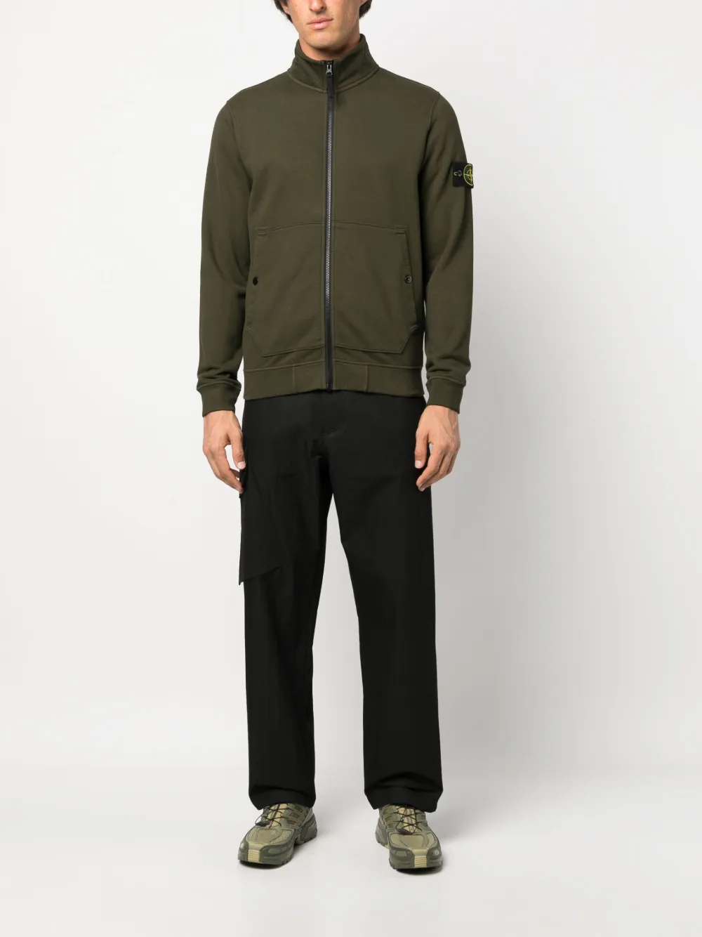 Stone Island Sweater met Compass-patch - Groen