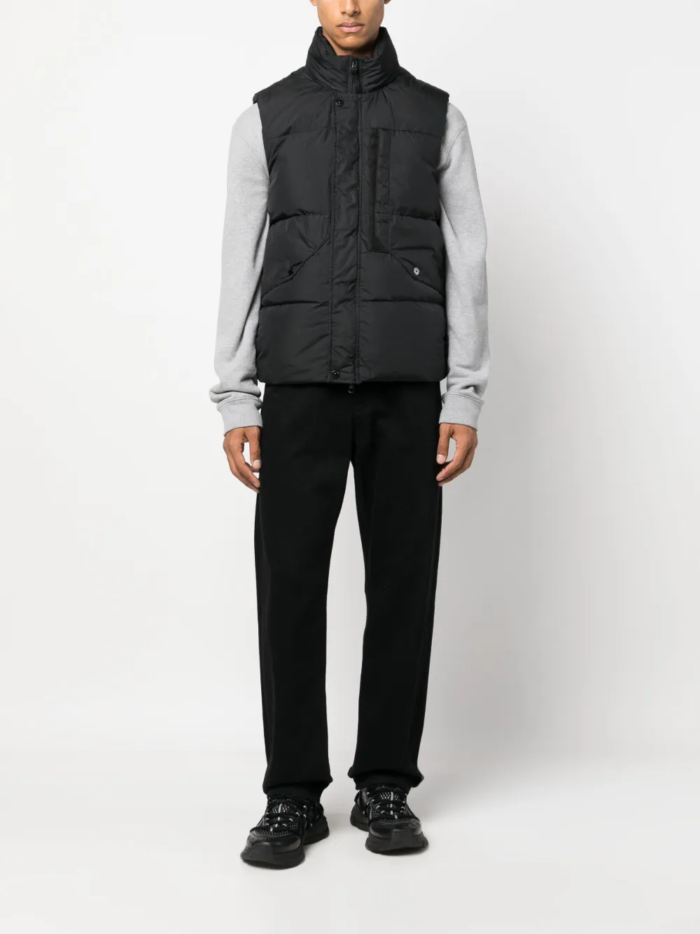 Stone Island Bodywarmer met logopatch - Zwart