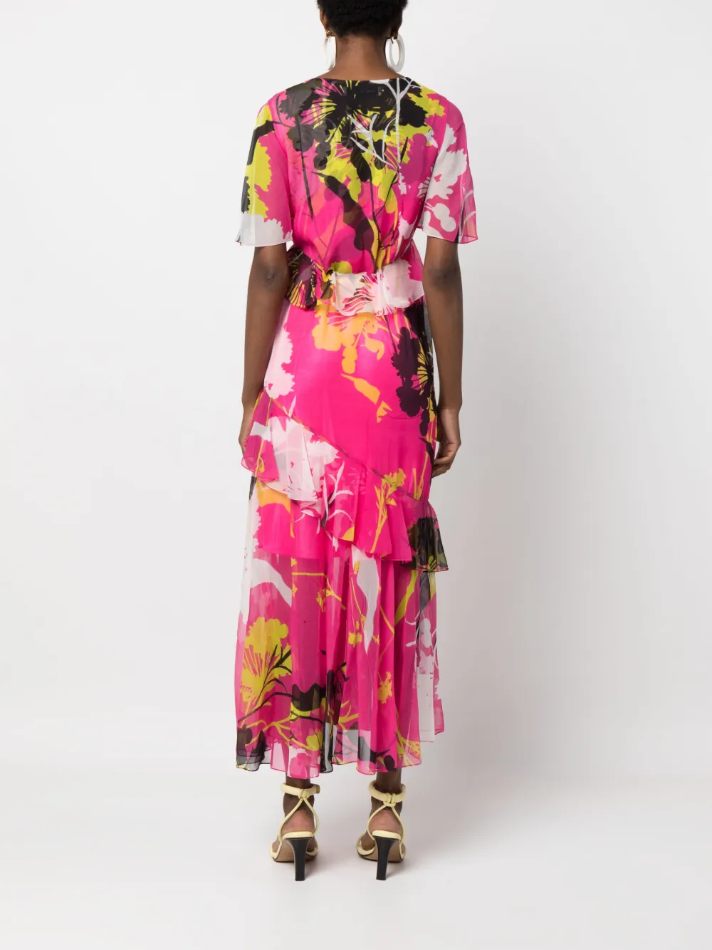 Shop Prabal Gurung Botanical-print Silk Dress In Pink