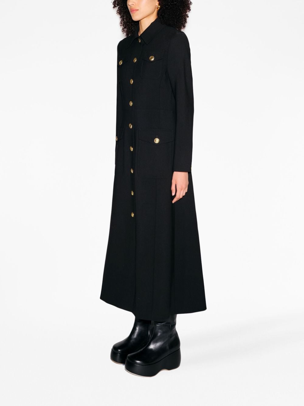 Shop Rosetta Getty Button-up Virgin Wool-blend Coat In Black