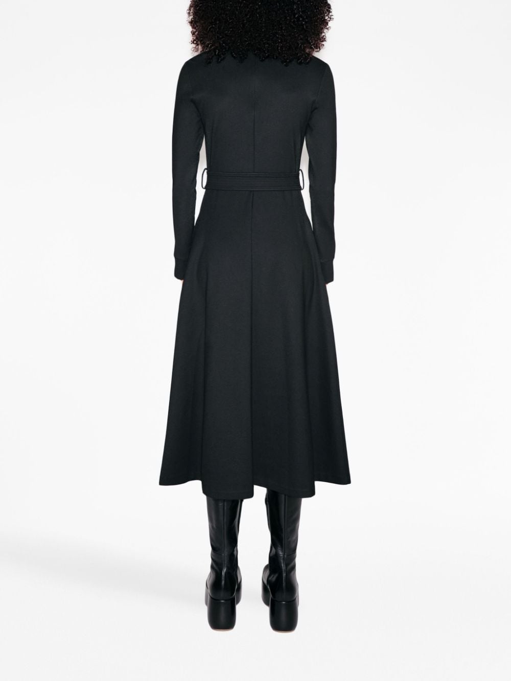 Shop Rosetta Getty Belted Shirt Midi Dress In Black