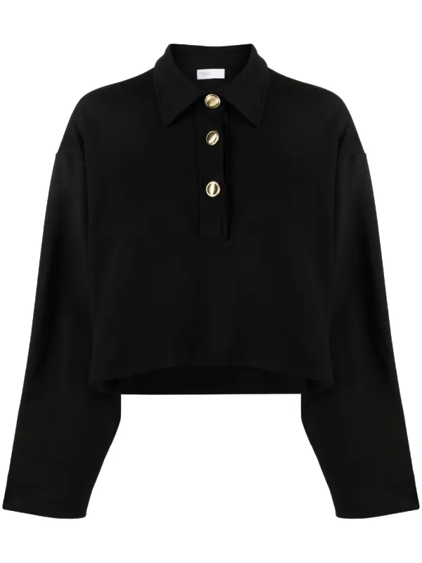 Rosetta Getty long sleeve crop polo shirt women Viscose Elastane L Black