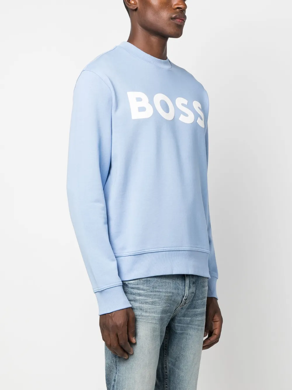 BOSS logo-print Cotton Sweatshirt - Farfetch