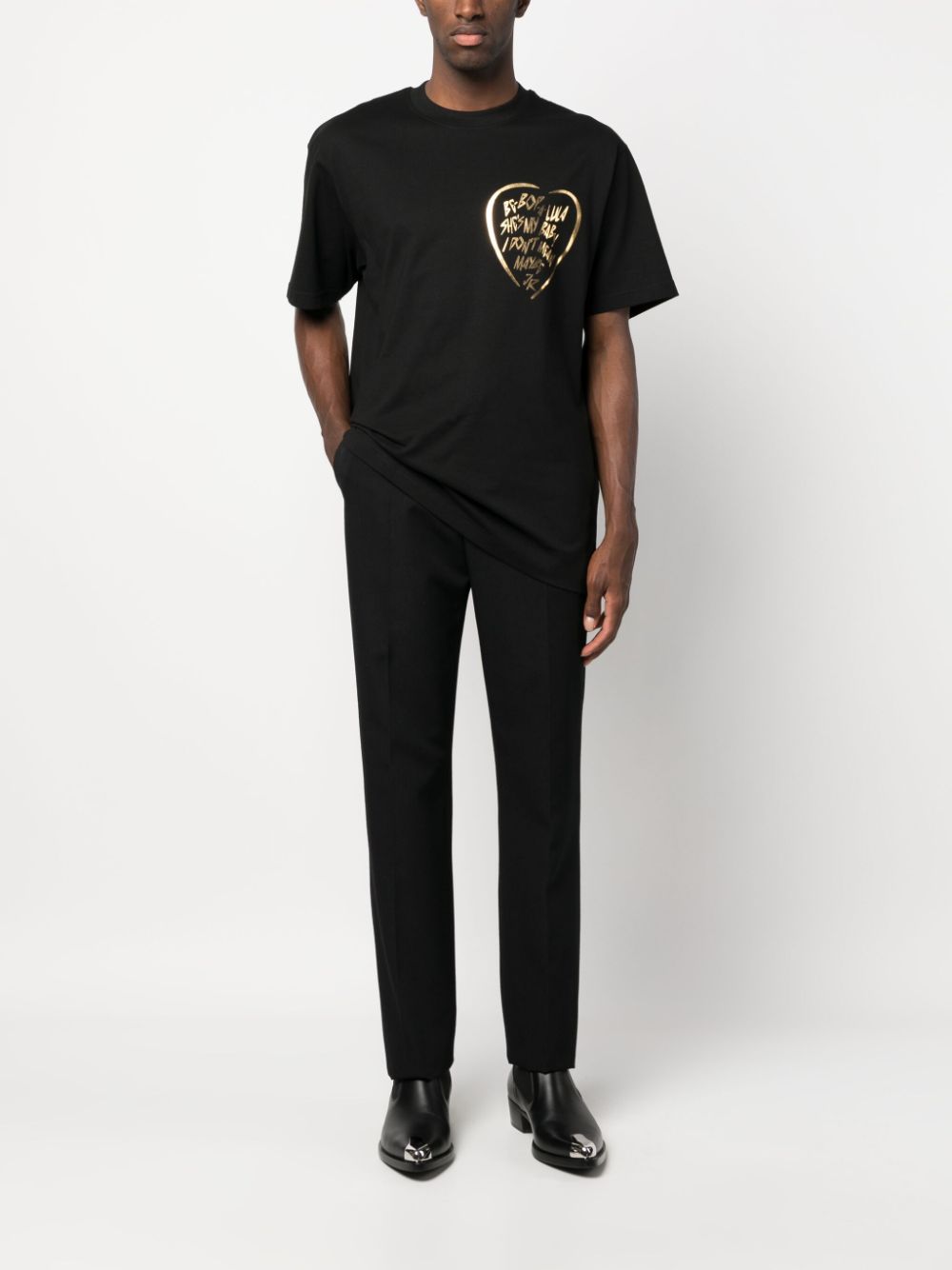 John Richmond foil-print cotton T-shirt - Zwart