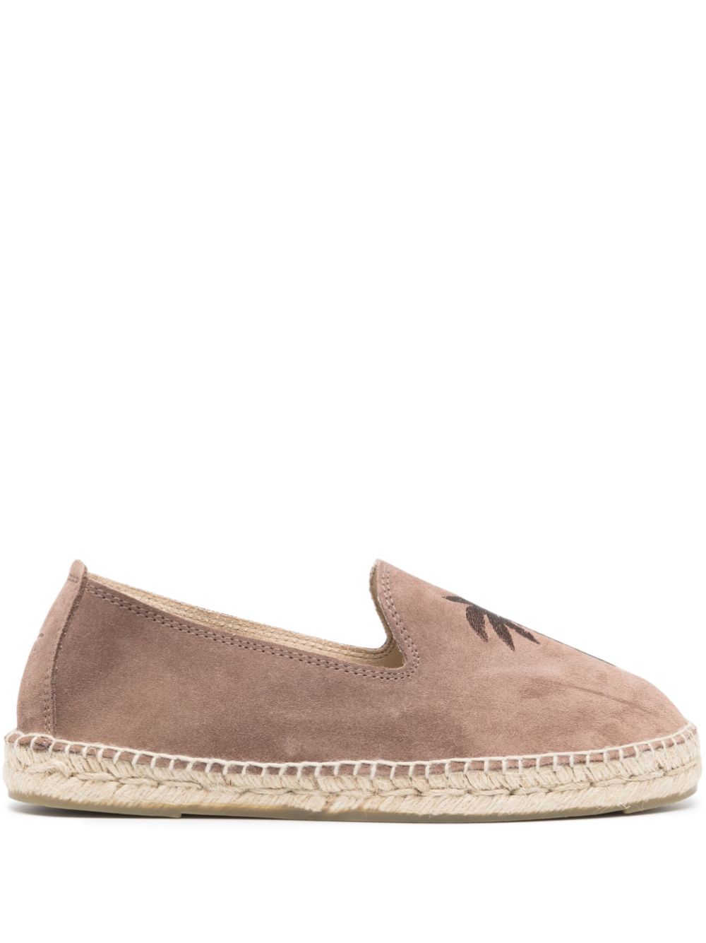 Manebi palm tree-embroidered suede espadrilles - Brown