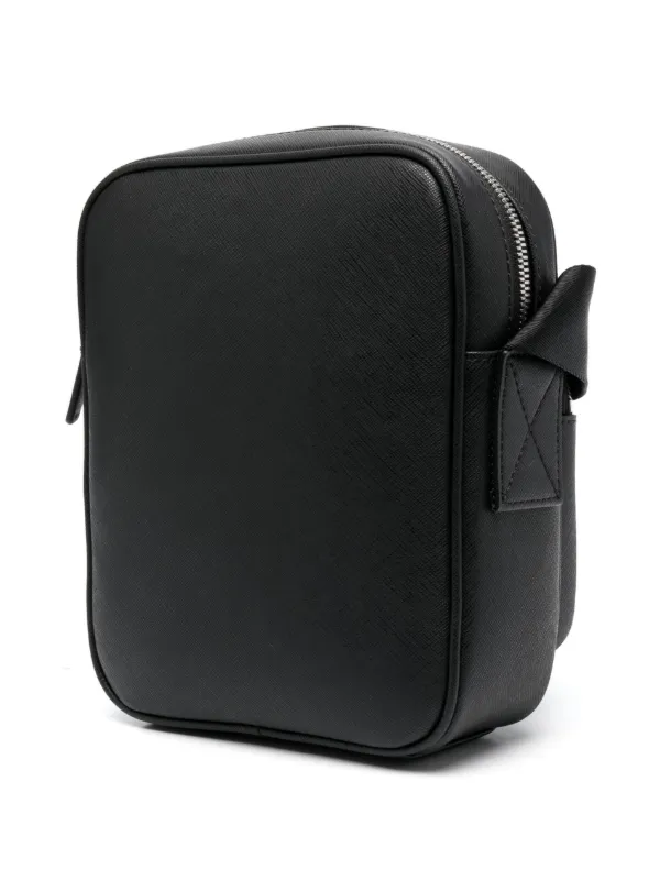 正規激安 logo-plaque Armani Emporio Leather Black | Bag Messenger バッグ
