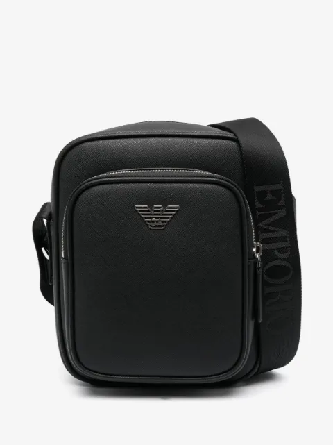 Emporio Armani logo-plaque leather messenger bag