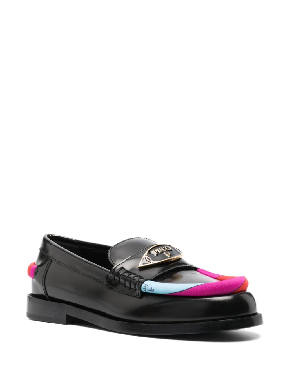 PUCCI logo-plaque leather loafers - Zwart