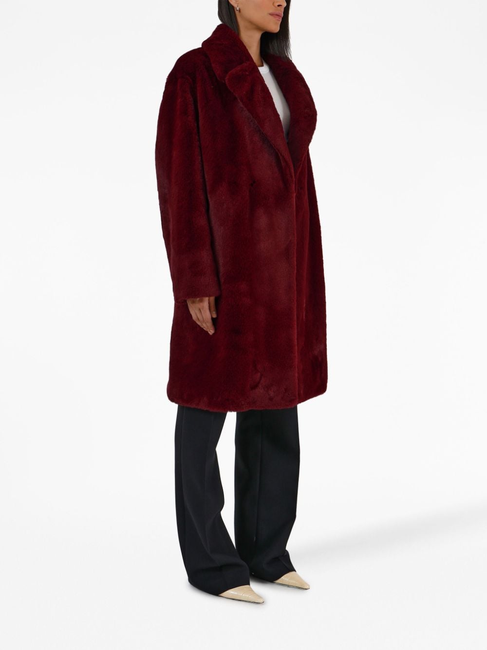 Shop Apparis Faux-fur Easy Coat In Red