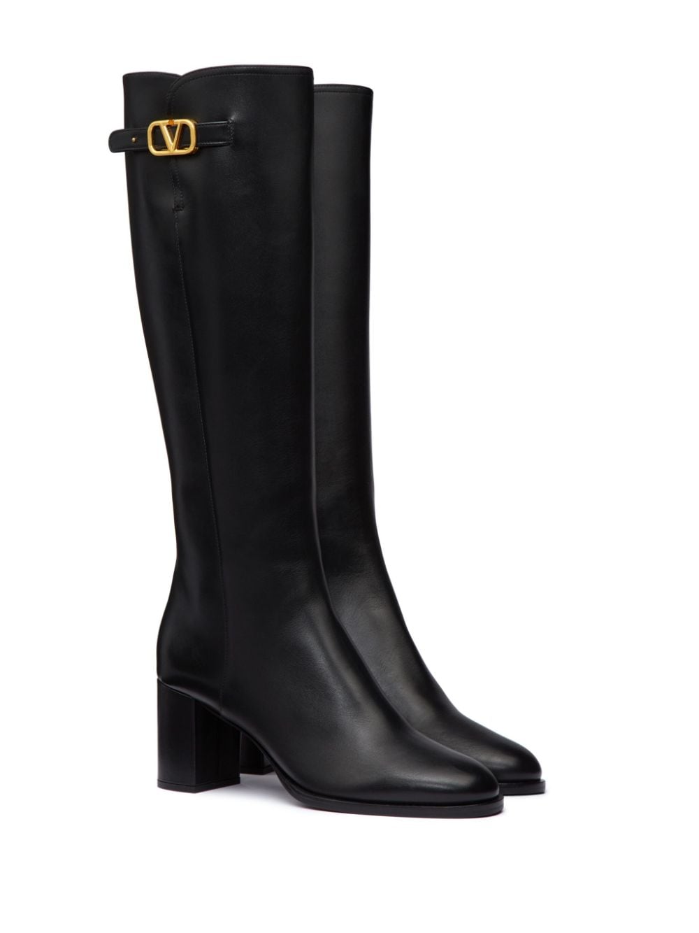 Shop Valentino Vlogo Signature 70mm Knee-high Boots In Black