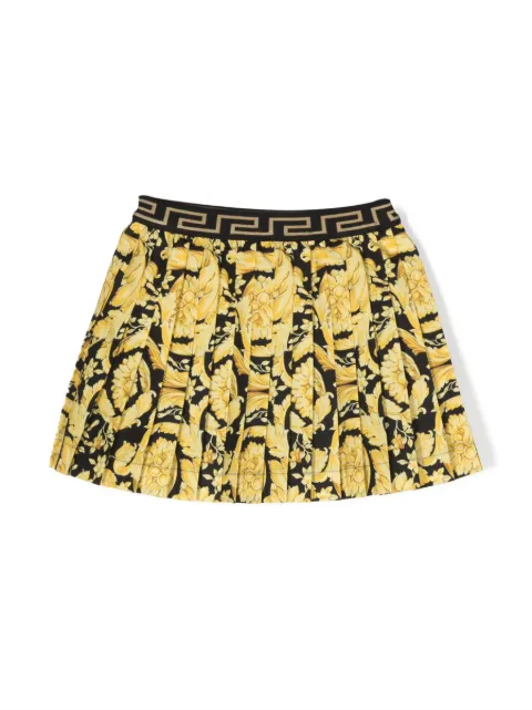 Versace Kids Gonna baroque-print pleated skirt