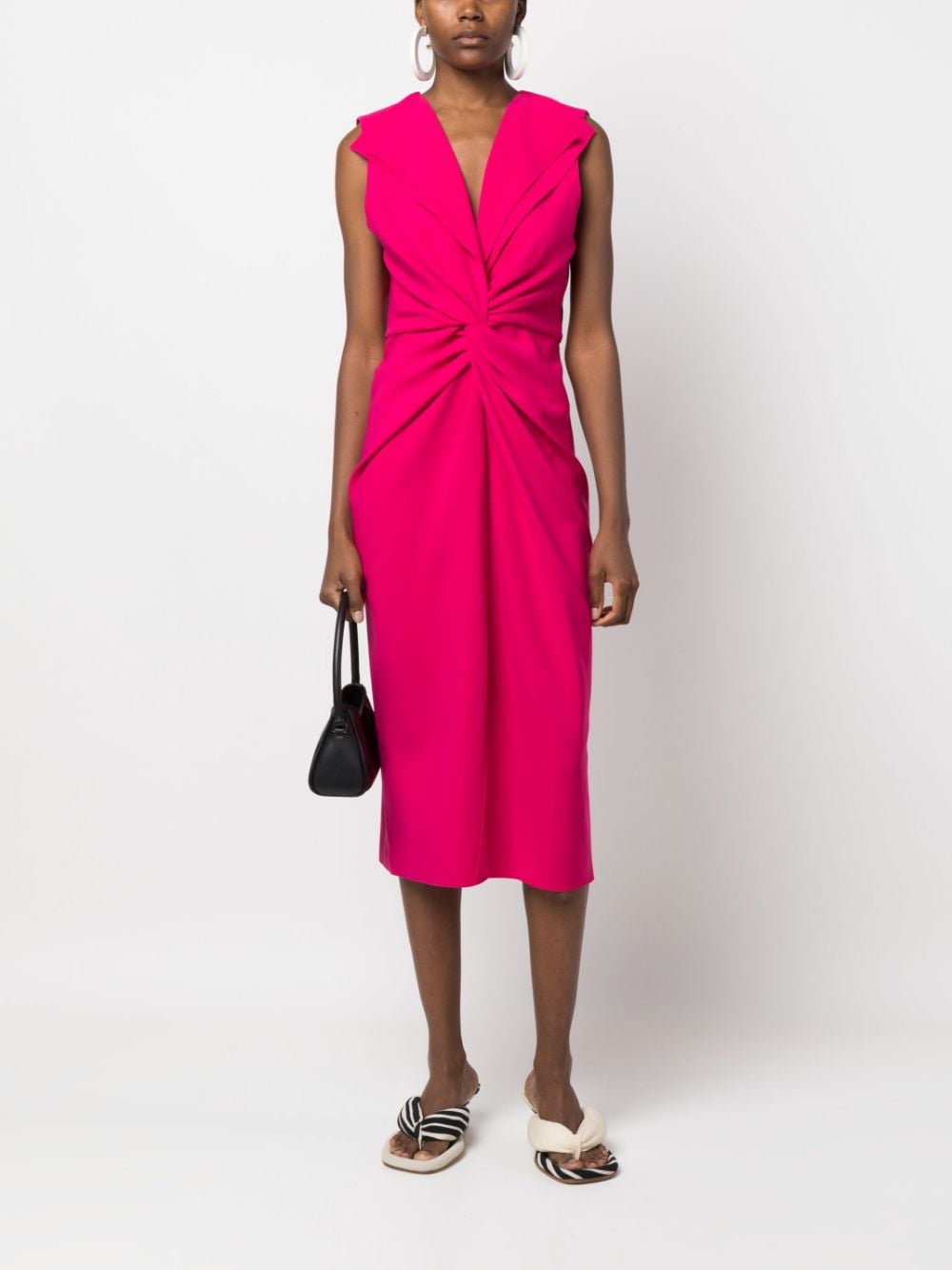 Shop Prabal Gurung Twist-detailing Midi Dress In Pink