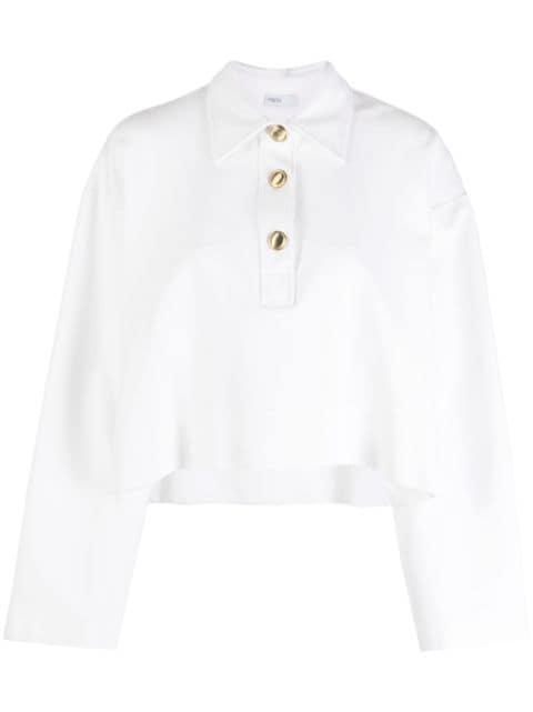 Rosetta Getty long-sleeve crop polo shirt