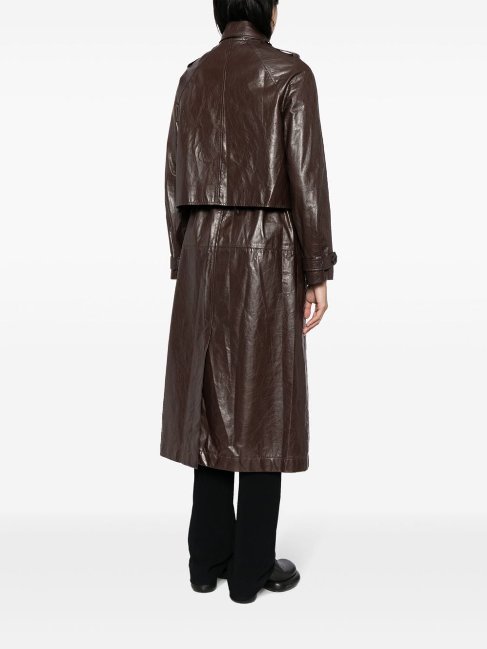 Shop Rosetta Getty Detachable-panel Leather Coat In Brown