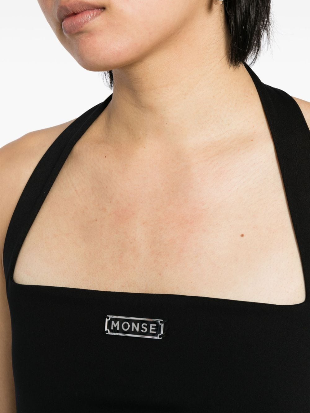 Shop Monse Logo-plaque Cropped Top In Black