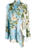 Monse floral-print layered silk shirt - Blue