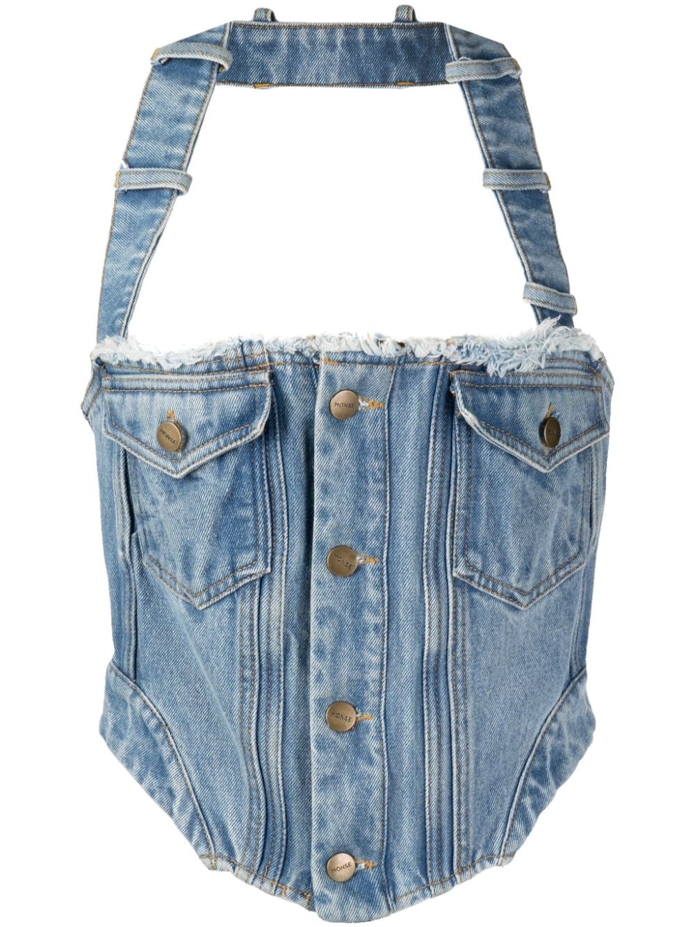 Monse Corsetto denim con scollo all'americana - Blu