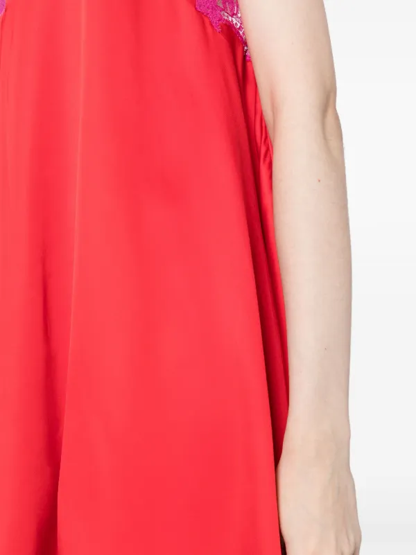 DSQUARED2 lace-trim Satin Slip Dress | Red | FARFETCH