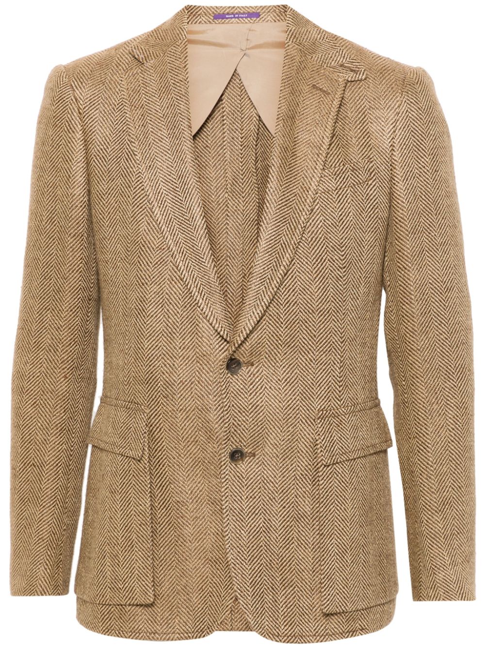 herringbone-pattern single-breasted blazer