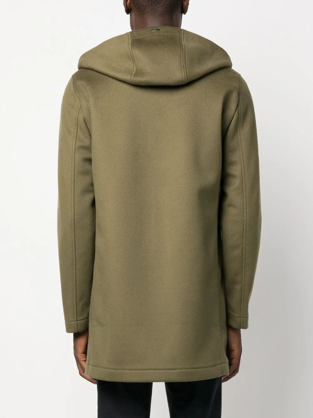 Shop Herno Zip-up Hooded Coat In Green