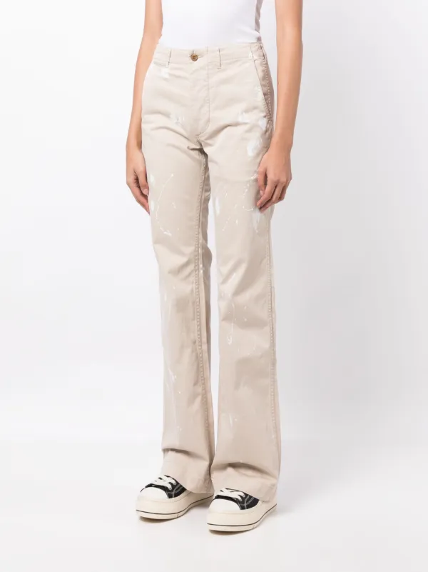 R13 paint-splatter Flared Trousers | Neutrals | FARFETCH AZ