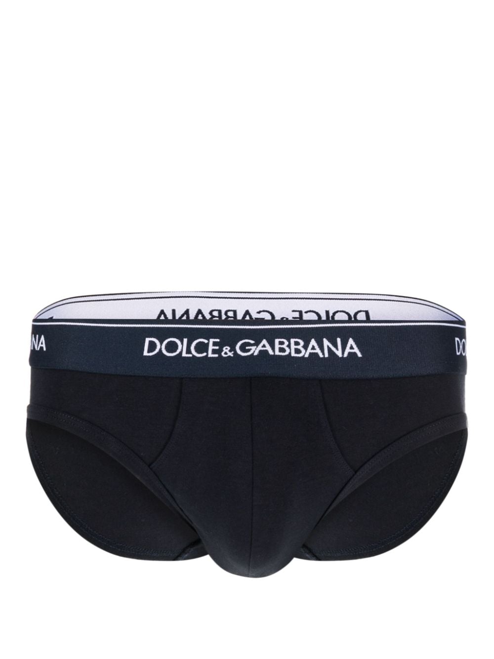 Shop Dolce & Gabbana Logo-waistband Slip-on Briefs (pack Of Two) In Blue