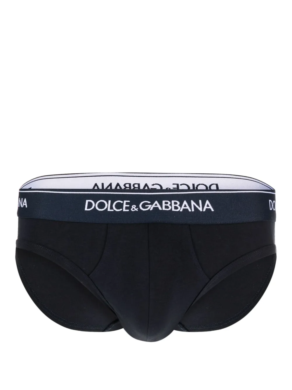 Shop Dolce & Gabbana Logo-waistband Slip-on Briefs (pack Of Two) In Blue